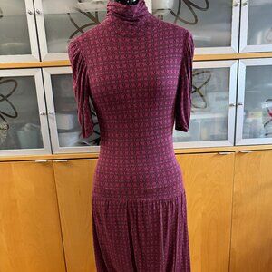 Karanina Print Silk Jersey High Neck Bubble Hem Dress Size 4